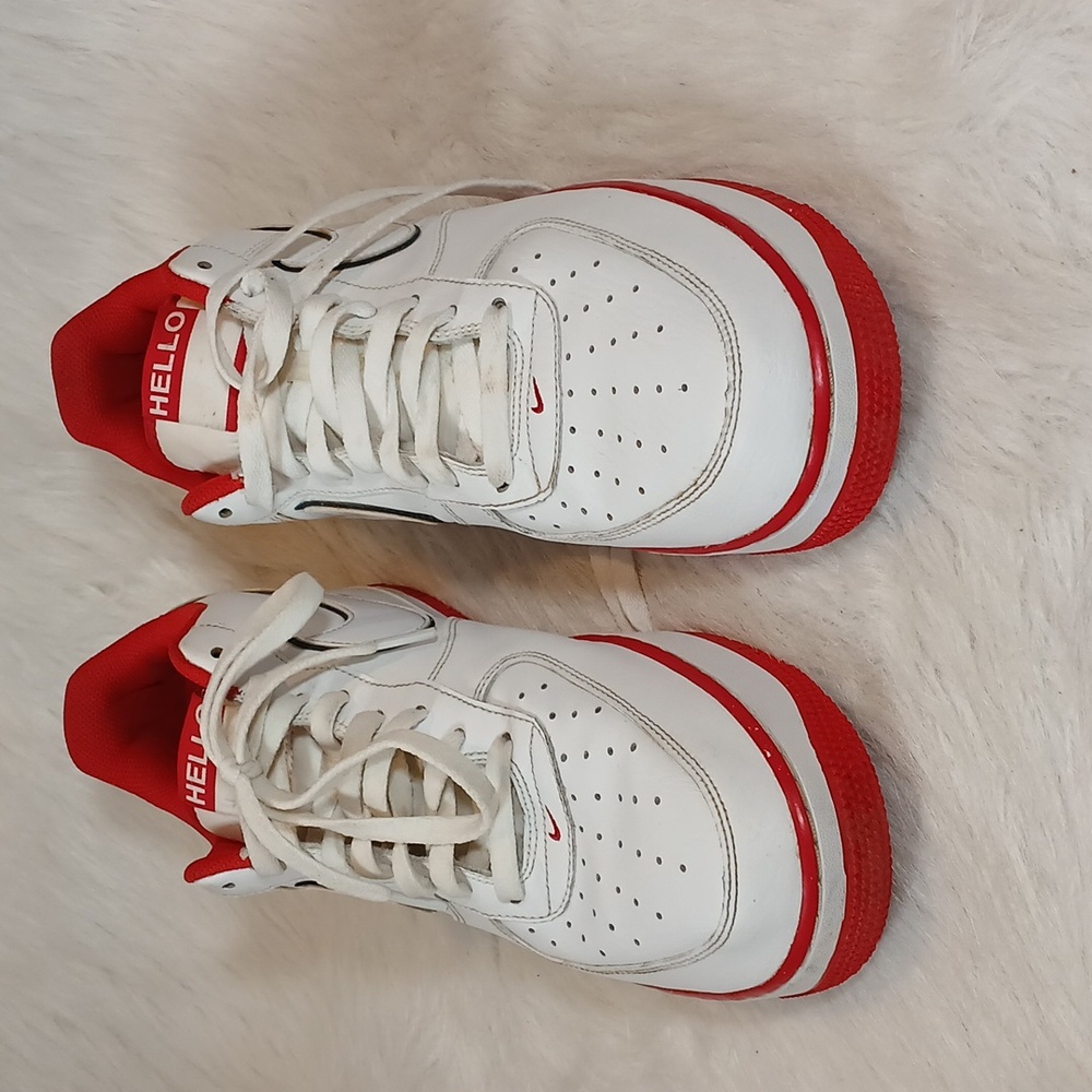 Air Force 1 "HELLO" Red/White Sneaker Sz 13